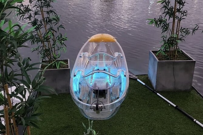 Clear LED Kayaking in Condado Lagoon - Inside the two-person clear kayak