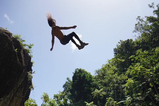 Famous Natural Waterslide in El Yunque Rainforest - Cliff jumps and the rope swing
