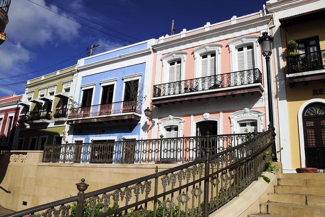 Pastel colonial facades above the sea wall in Old San Juan