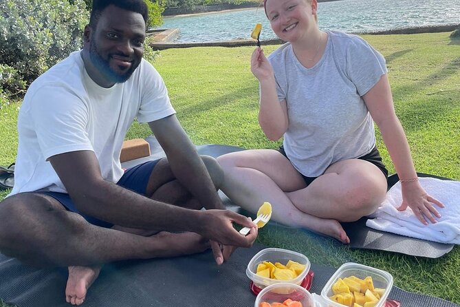Private Group Beach Yoga Experience with Transport - Fruit and tea make a pleasant finish