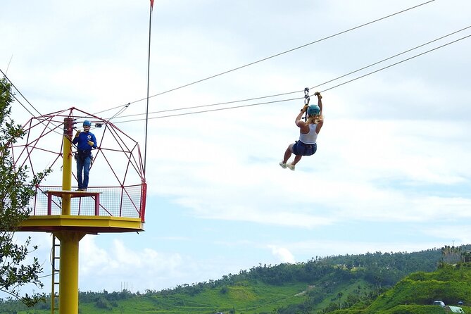Rainforest Zipline in Foothills of the National Rainforest - Lines four through six: the course gains speed