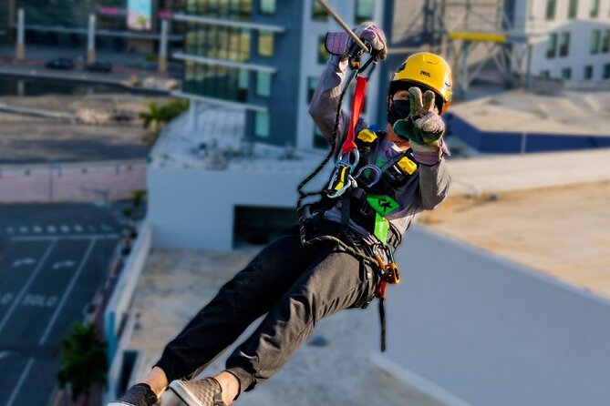 Zipline Sky Bull in Urban Environment in Toroverde urban park San Juan - A city zipline instead of a forest canopy